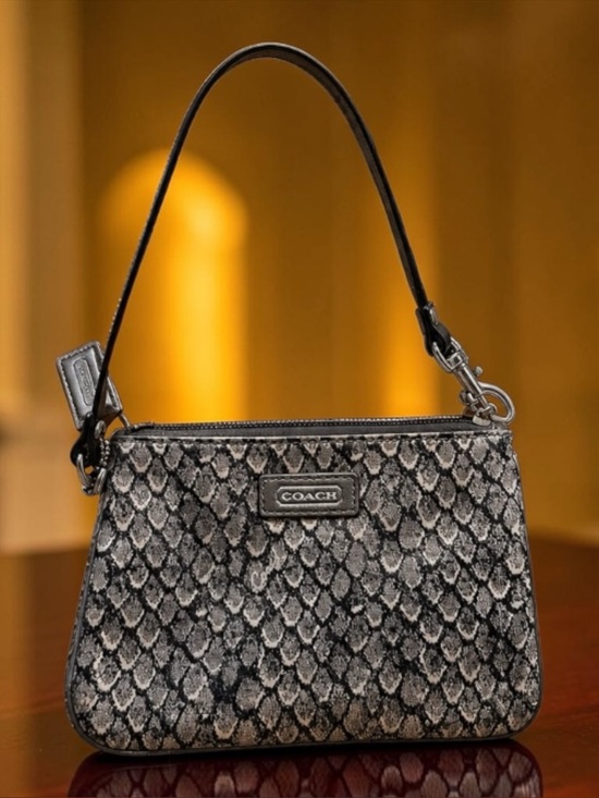 Coach Handbags - Coach Tylor Snake Skin print Sateen & Leather Wristlet
